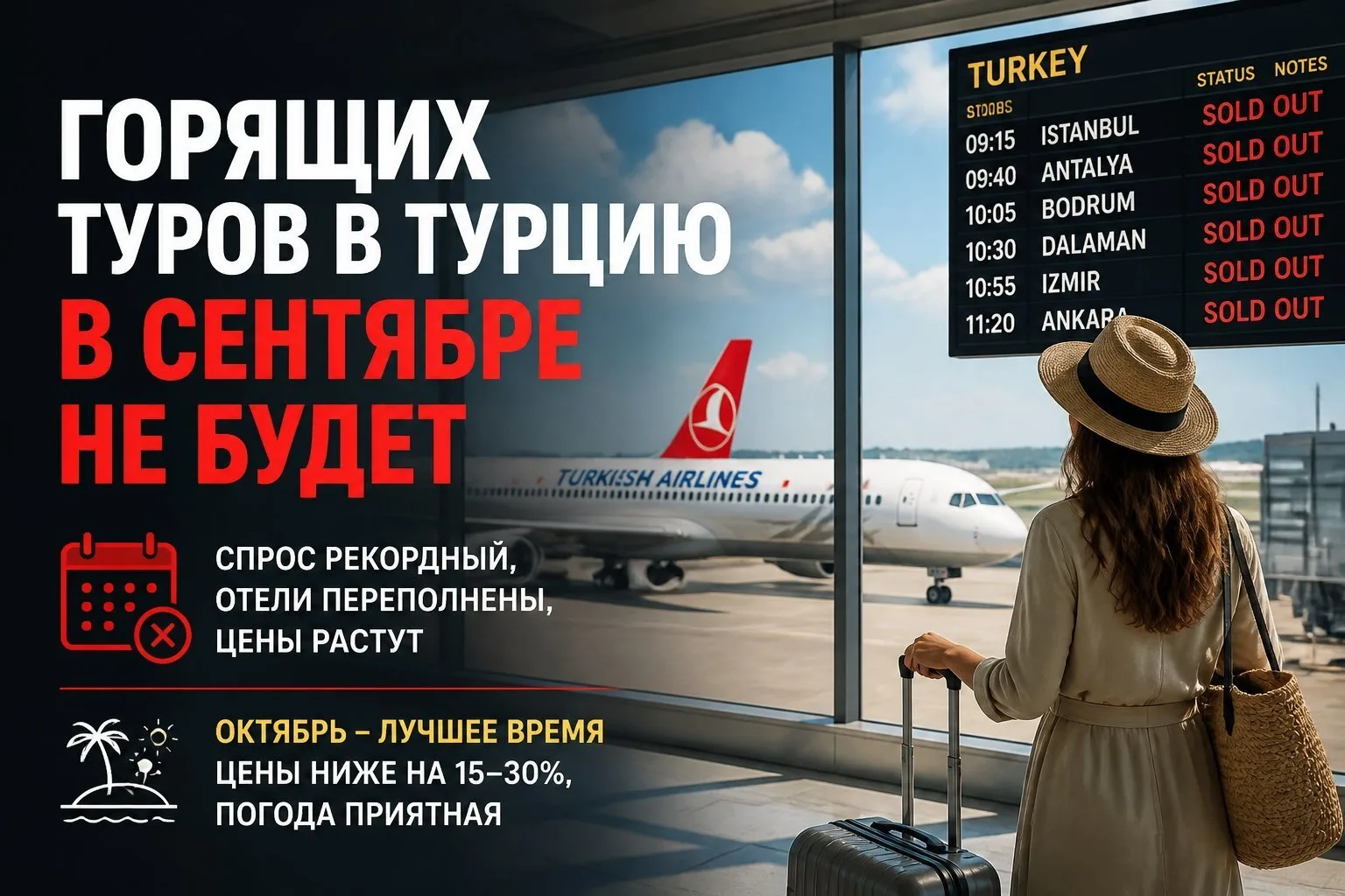 📉 «Горящих» туров в Турцию в сентябре не будет