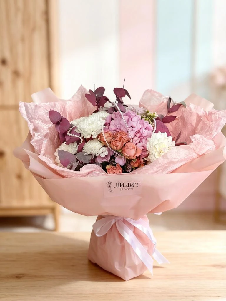 Этот изысканный букет от «Лилит Flowers» — воплощение женственности и стиля.