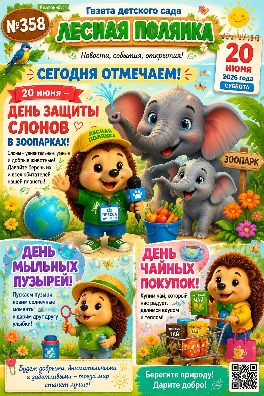 Необыкновенный день: слоны, пузыри и чай!

Сегодня, 20 июня,  отмечаем сразу три необычных дня:

✔️Д