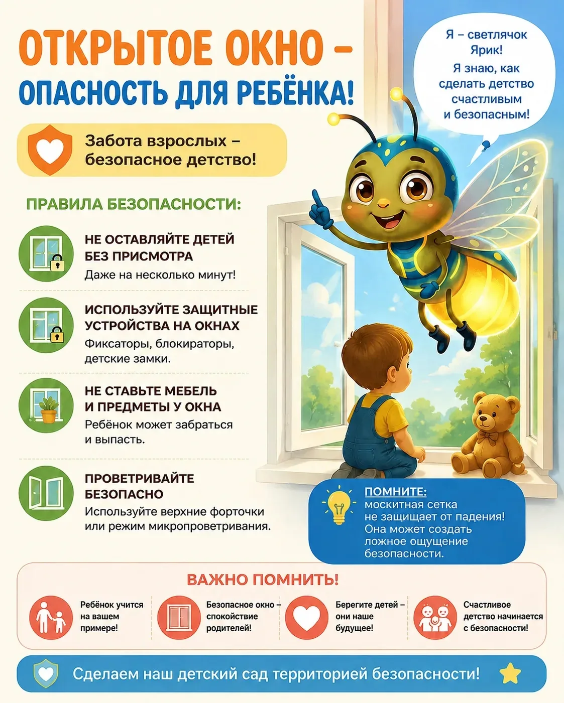 ‼️Внимание! Опасность для детей - открытые окна!