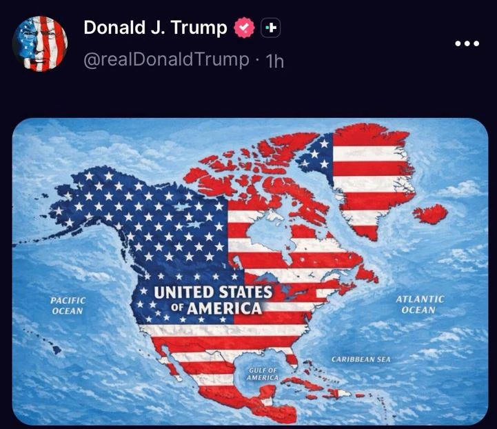 МЗС Ісландыі выклікала пасла ЗША з-за апублікаванай Трампам карты, на якой тэрыторыя Іс...