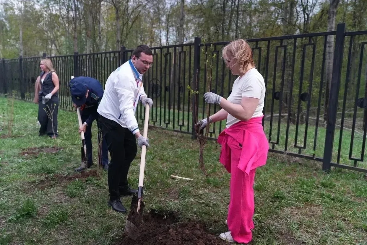 Дмитрий Захаров:  🌿В конце рабочего дня совместно с коллективом Минобразования высадили Аллею памяти