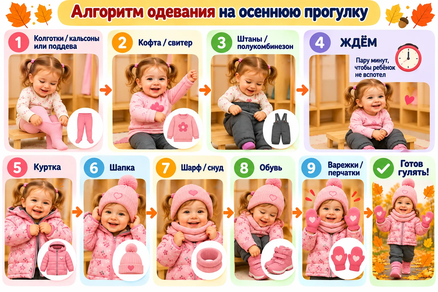 🍂 «Я сам!» Алгоритм одевания на прогулку