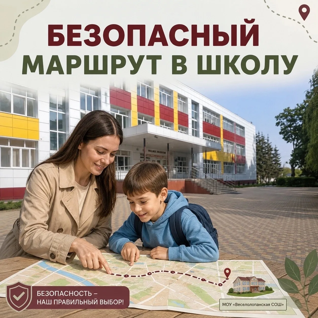Безопасный маршрут: Дом — Укрытие — Школа — Укрытие — Дом