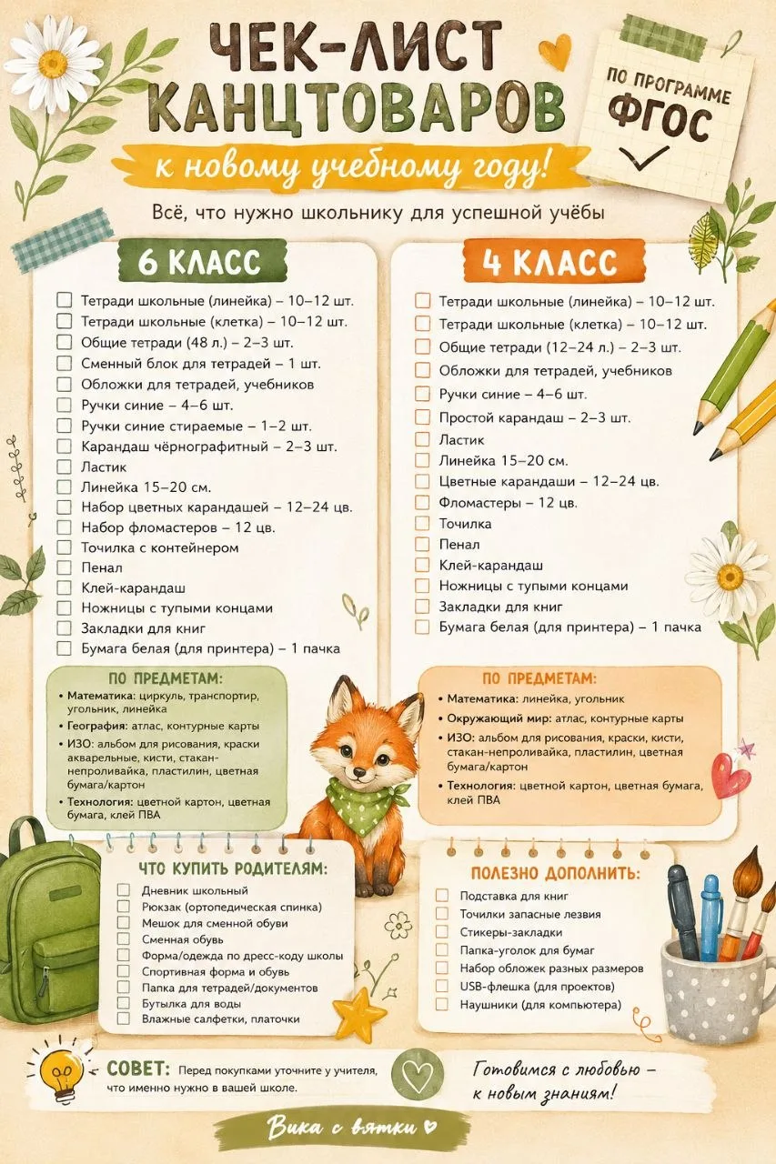 Чек-лист канцтоваров
На новый учебный год 📚

Что еще добавим?

#чеклист #учебныйгод2026_2027