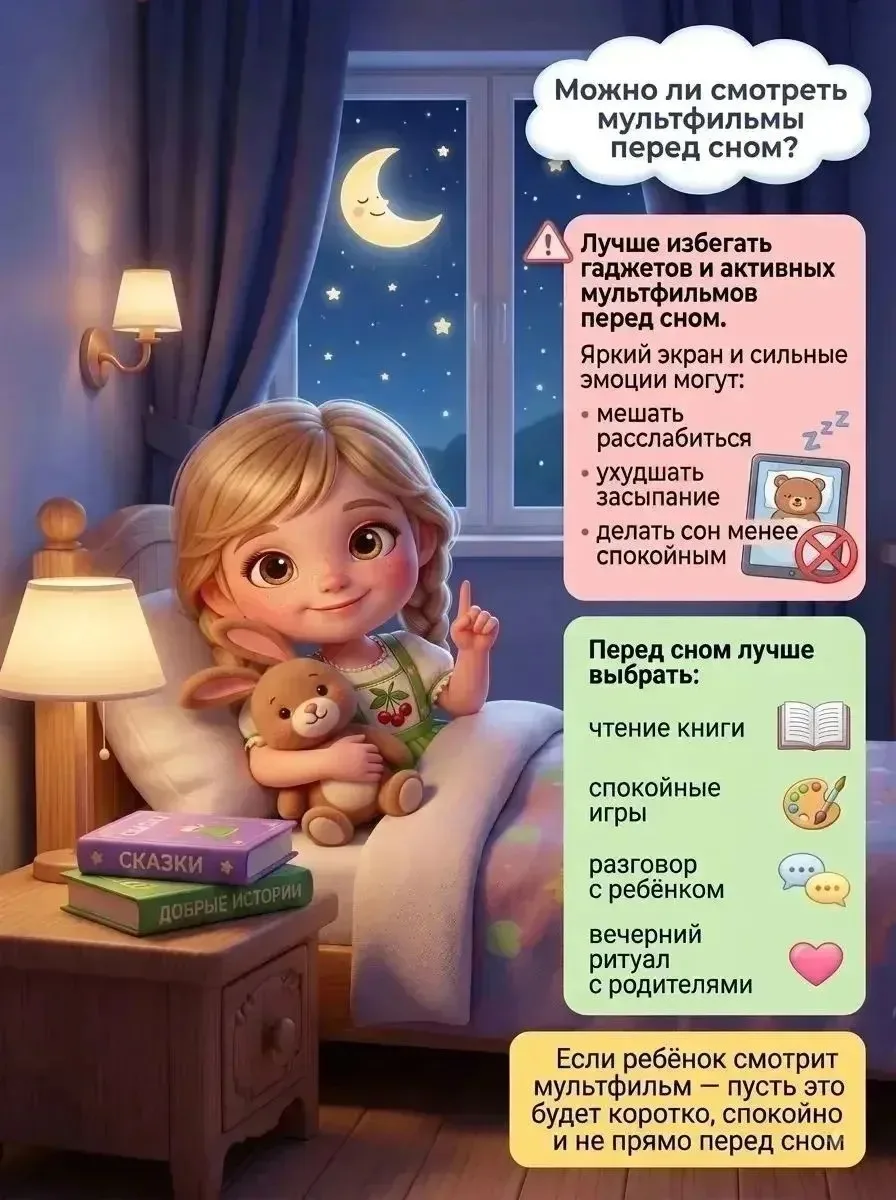 Можно ли смотреть мультфильмы перед сном?