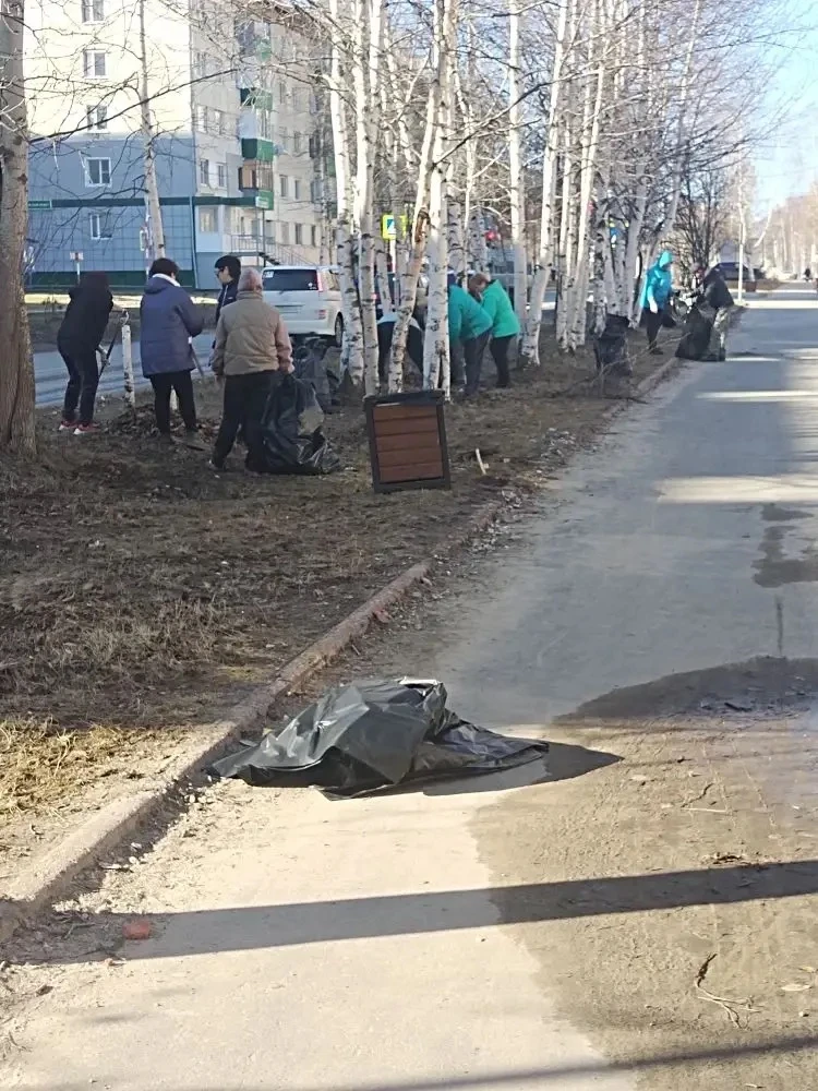 #Про_субботник  Технический персонал 5 школы сегодня вышел на субботник 🫶🏻 Полностью убрали территор