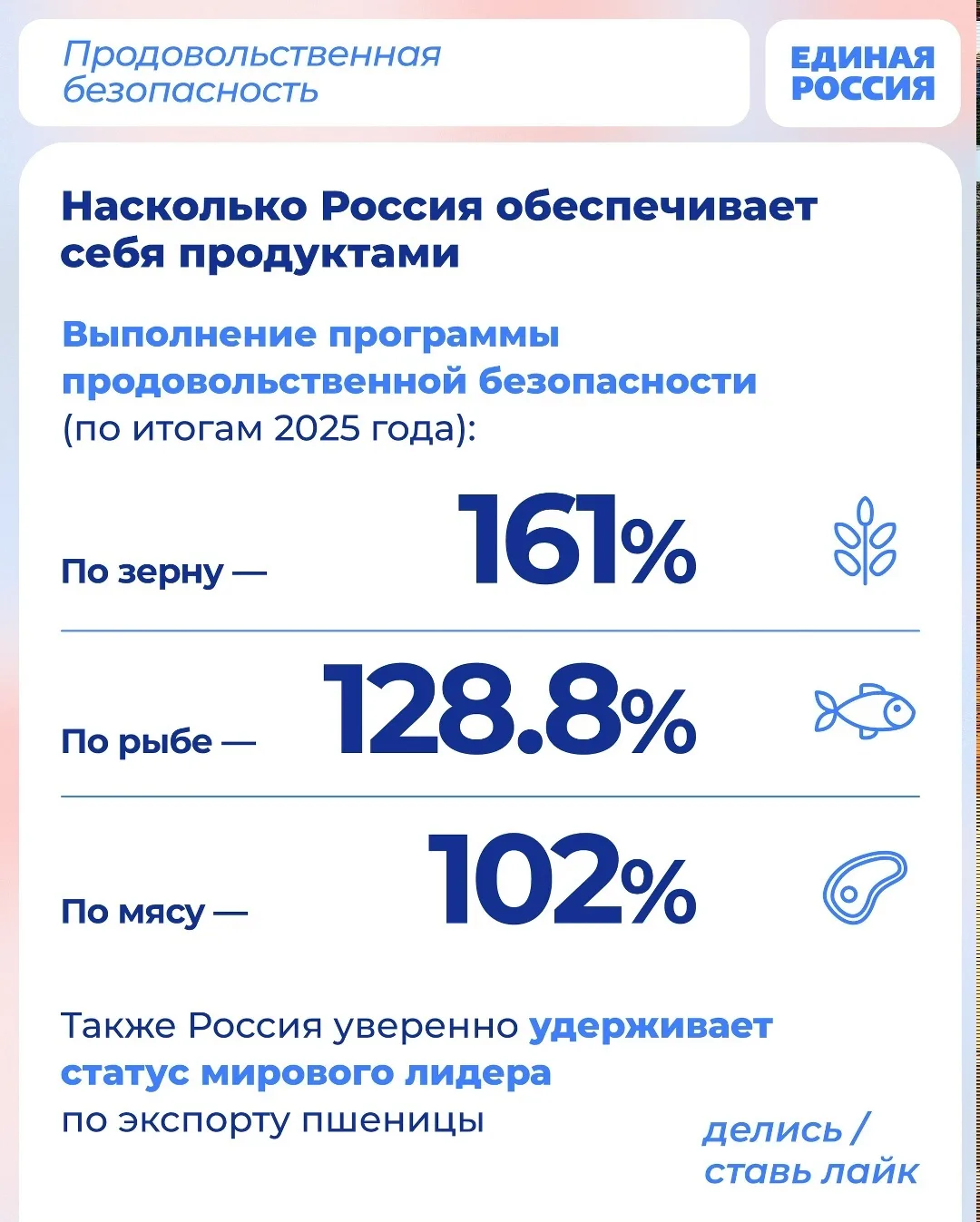 🥖🐄 Продовольственная безопасность — это вопрос устойчивости и будущего страны.  Россия прошла большо