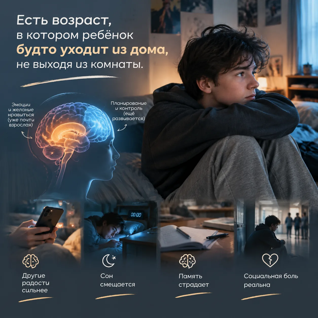 Есть возраст, в котором ребёнок будто уходит из дома, не выходя из комнаты.