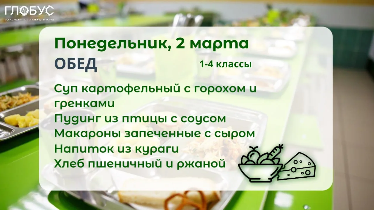 #МенюДня  🥗Школьное меню для 1-4 классов