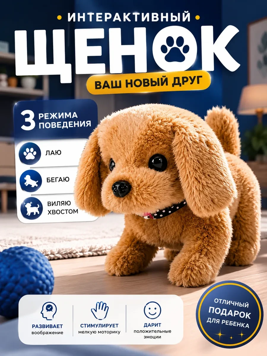 ⚡️ Интерактивная игрушка собака умный щенок, SoftToys