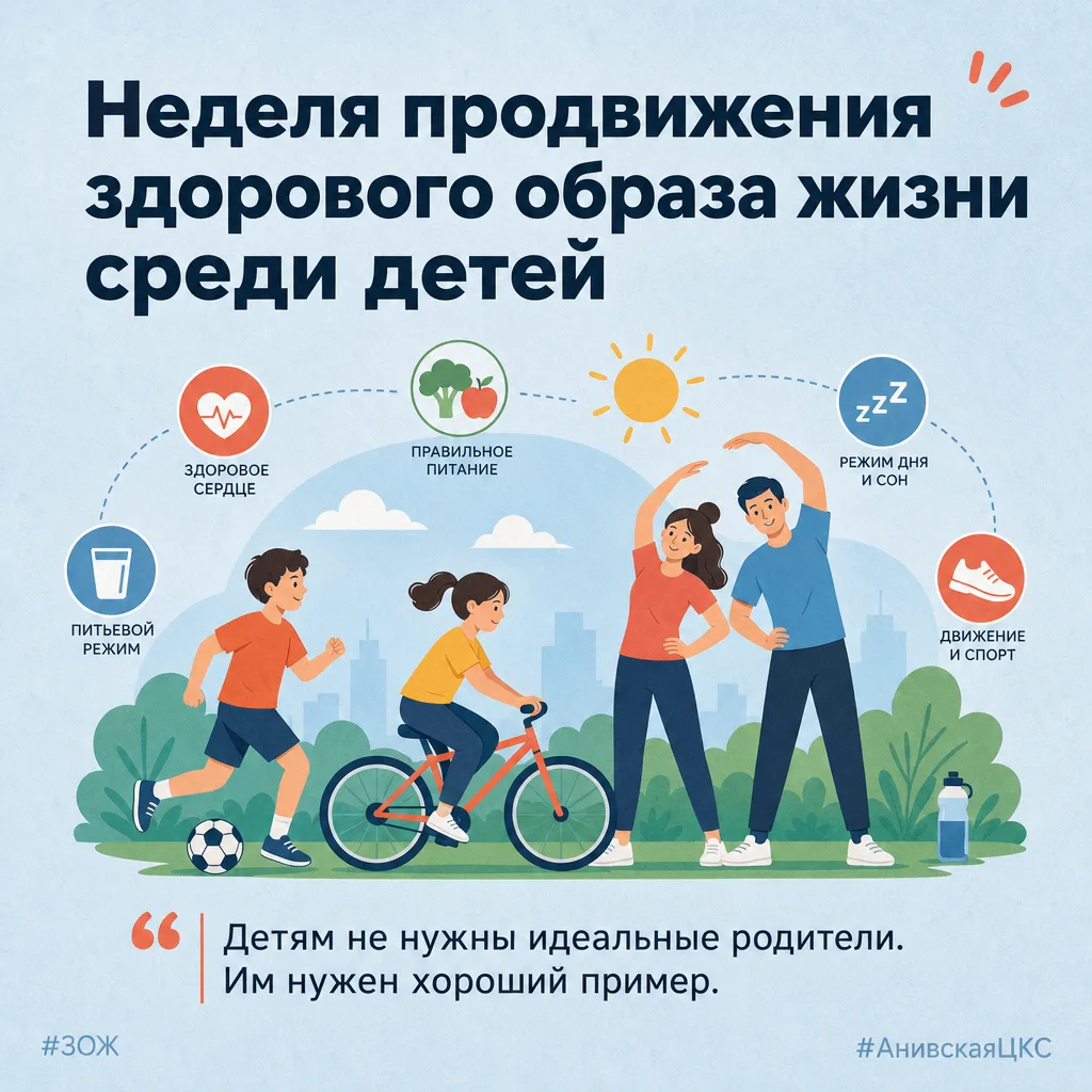 🍎 31 августа — 6 сентября проходит Неделя продвижения здорового образа жизни среди детей