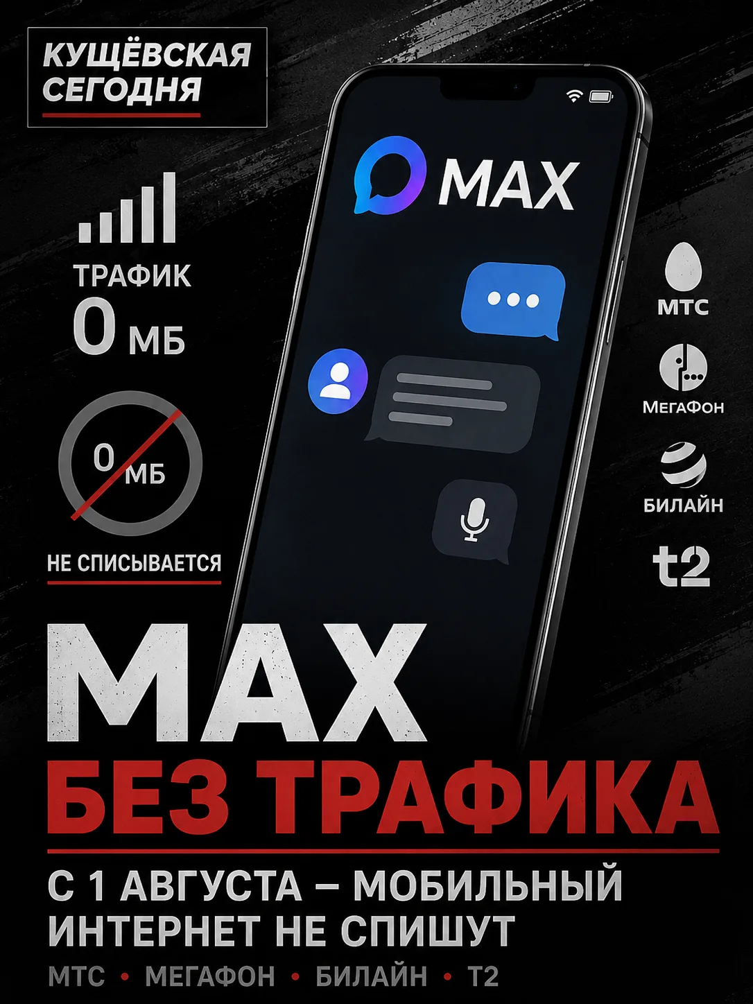 📱 MAX не будет тратить мобильный интернет

С 1 августа трафик в мессенджере MAX обнулят для абонент