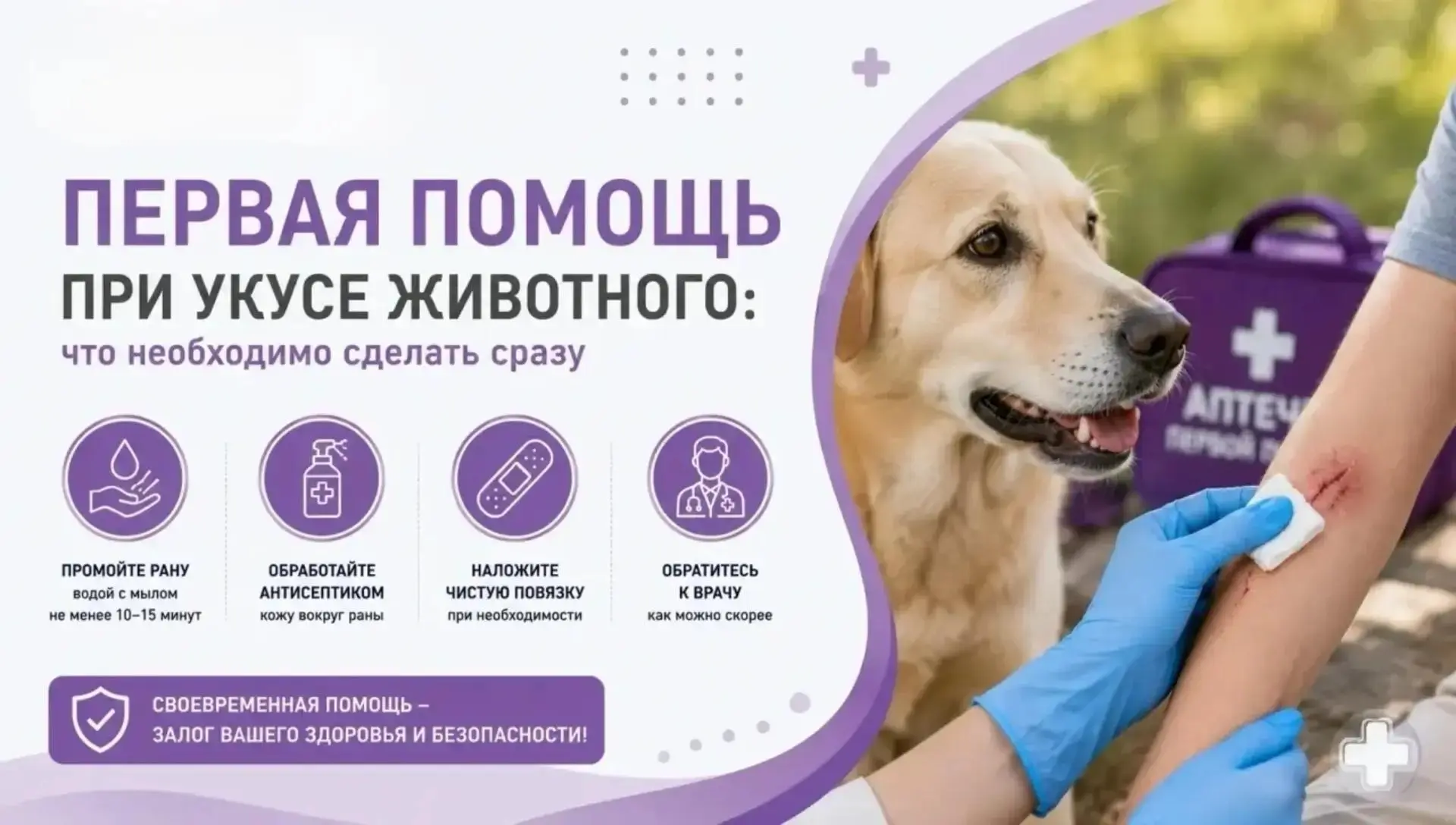 Что делать при укусе или повреждении, нанесённом животным