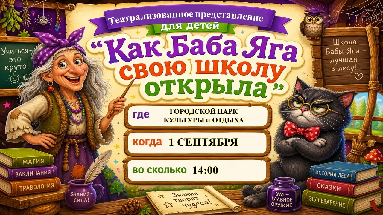 🔥 ПРИГЛАШАЕМ НА УВЛЕКАТЕЛЬНОЕ ТЕАТРАЛИЗОВАННОЕ ПРЕДСТАВЛЕНИЕ "КАК БАБА ЯГА СВОЮ ШКОЛУ ...