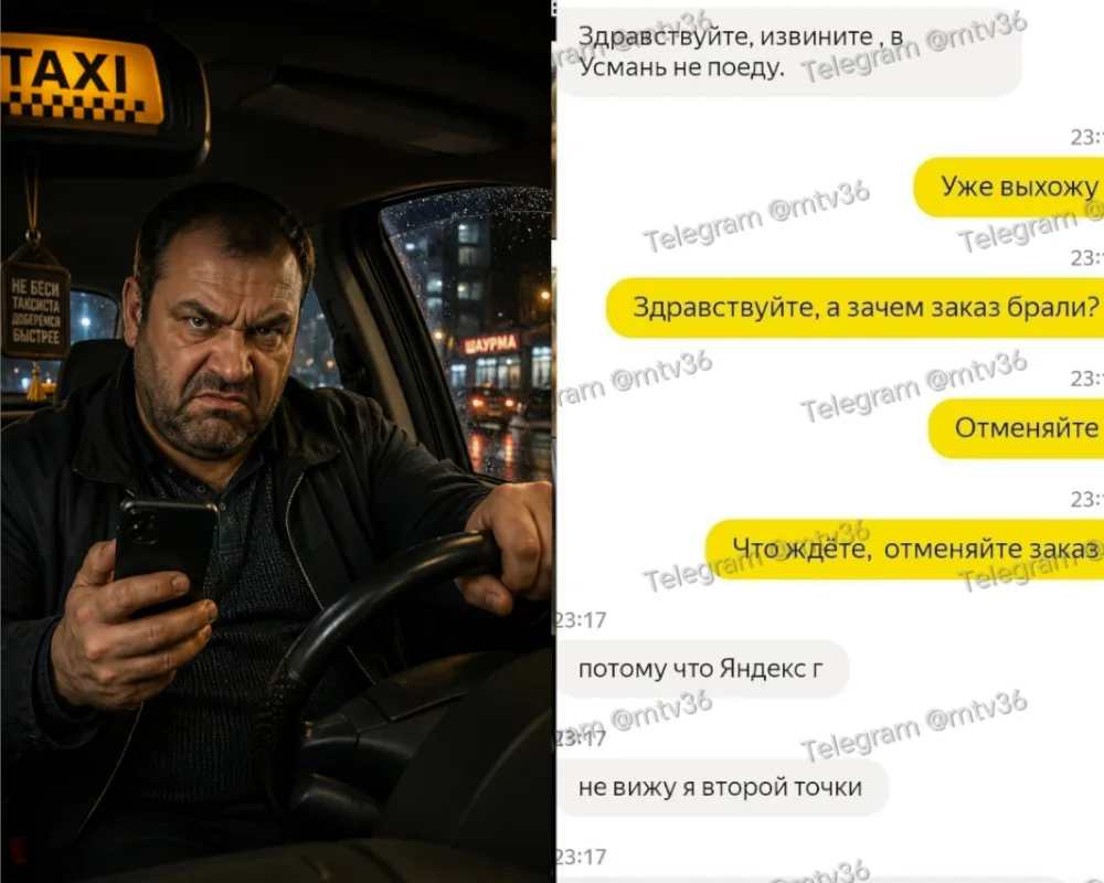 Таксист назвал «Яндекс» на букву «Г» и отказался вести пассажирку из Воронежа

По словам пассажирки,