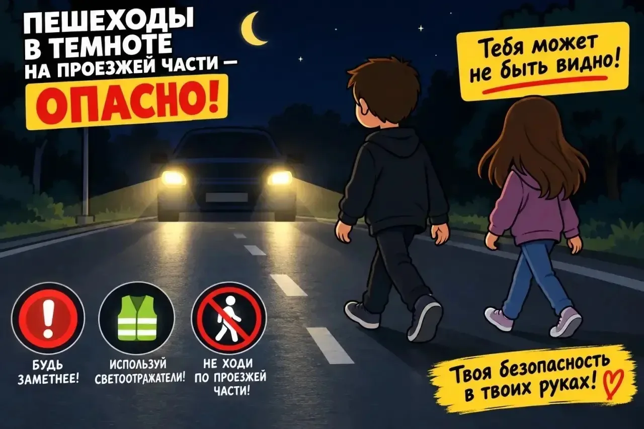 ❗Пешеход на проезжей части вне населённого пункта — это смертельно опасно!