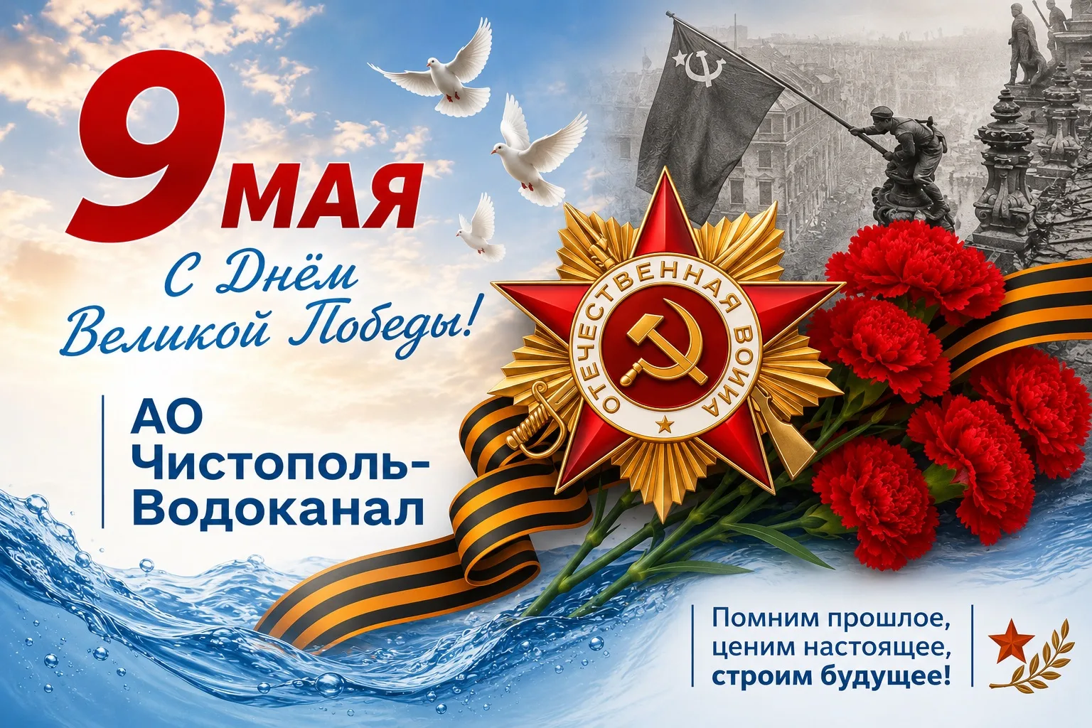 🇷🇺 АО «Чистополь-Водоканал»
Поздравляет с Днём Победы!

9 Мая — день памяти, мужества и великого п