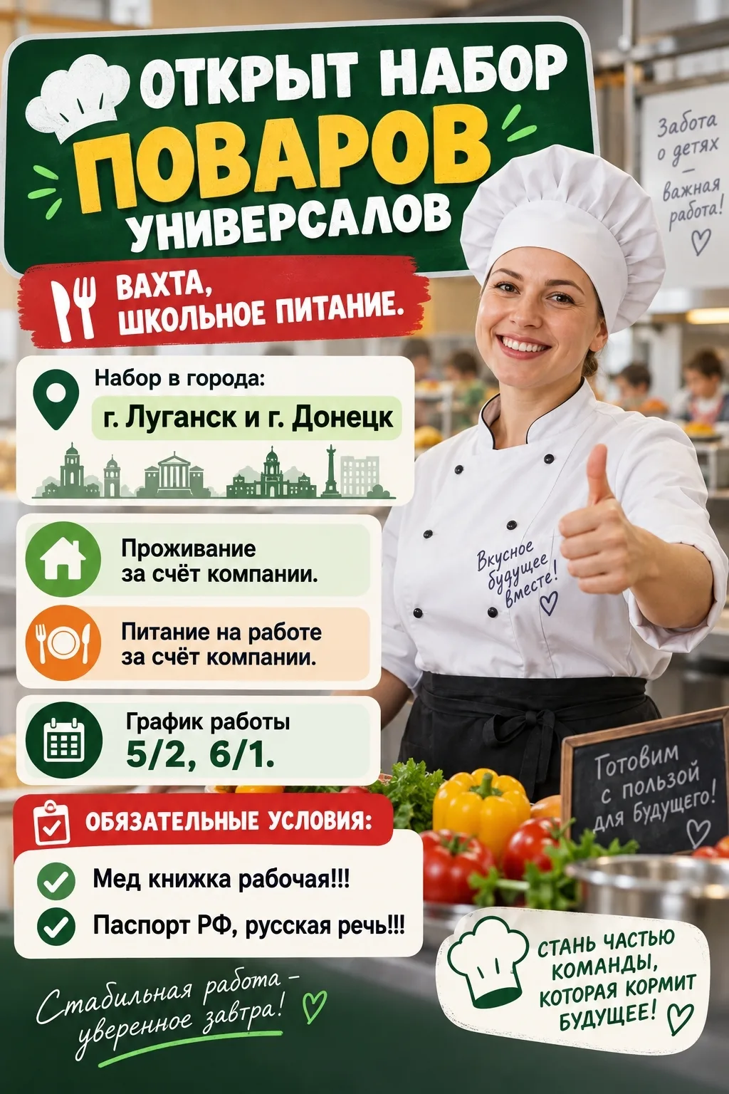Открыт набор поваров универсалов