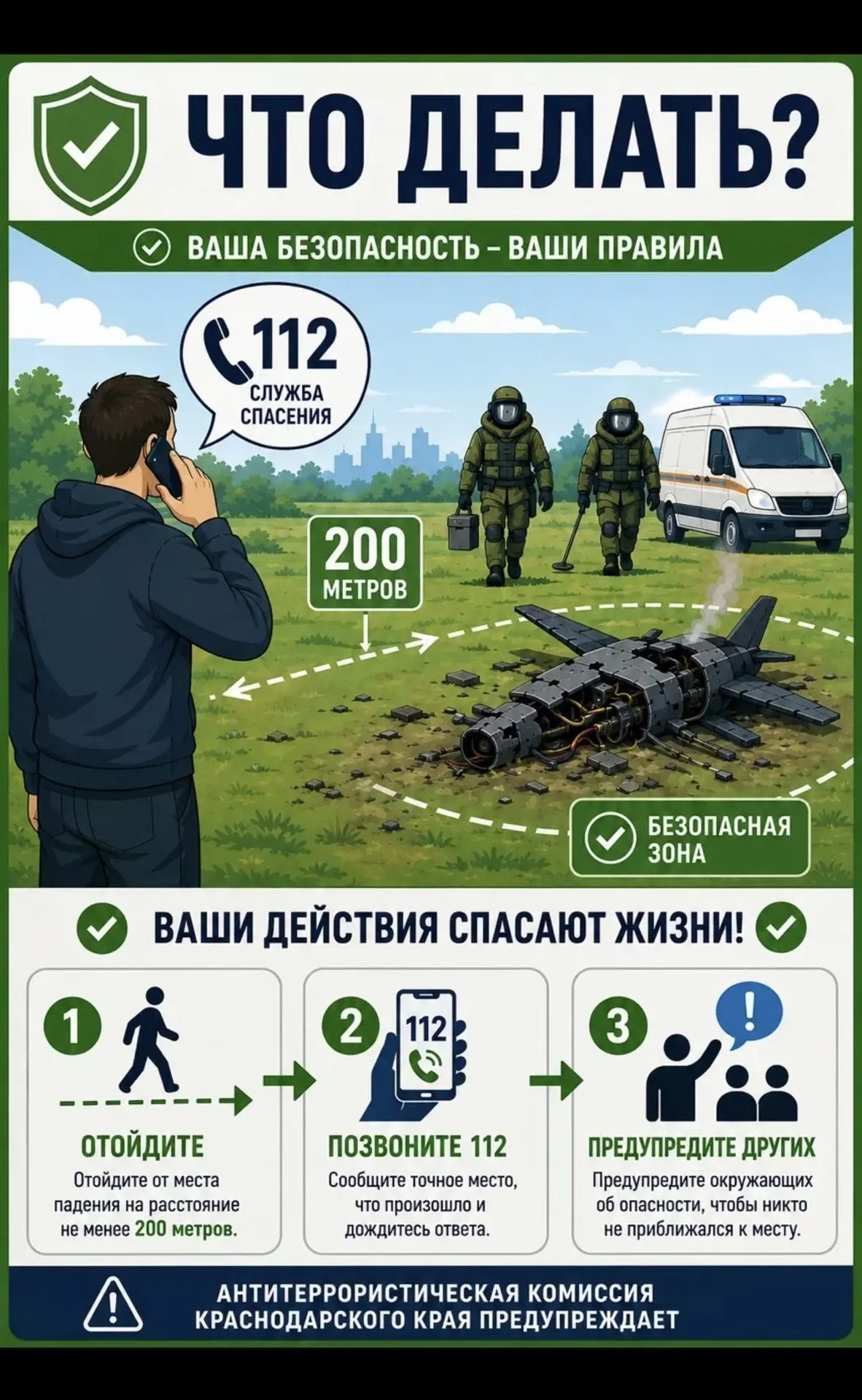 🚨 Важная информация: меры безопасности при обнаружении БПЛА или его фрагментов