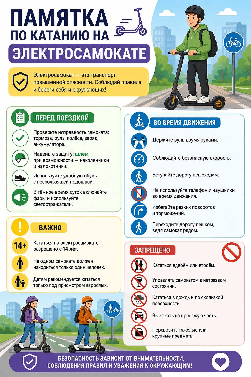 🛴 Безопасность на электросамокате — ответственность каждого!