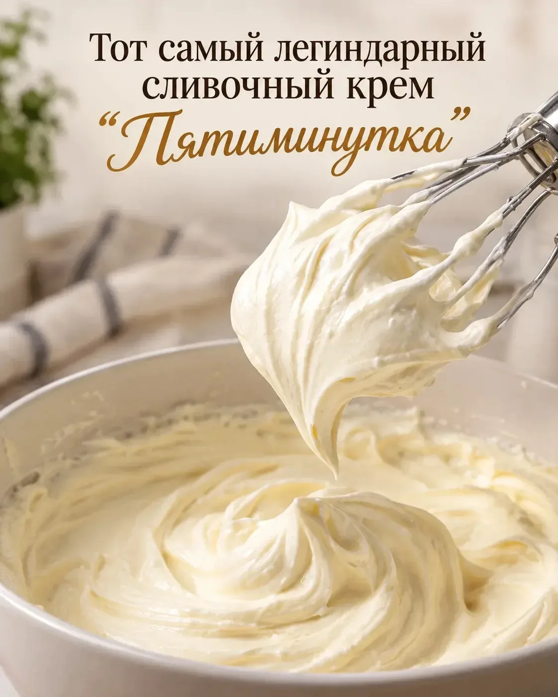 Рецепт нежного сливочного крема «Пятиминутка», который идеально подойдет для тортов, ка...