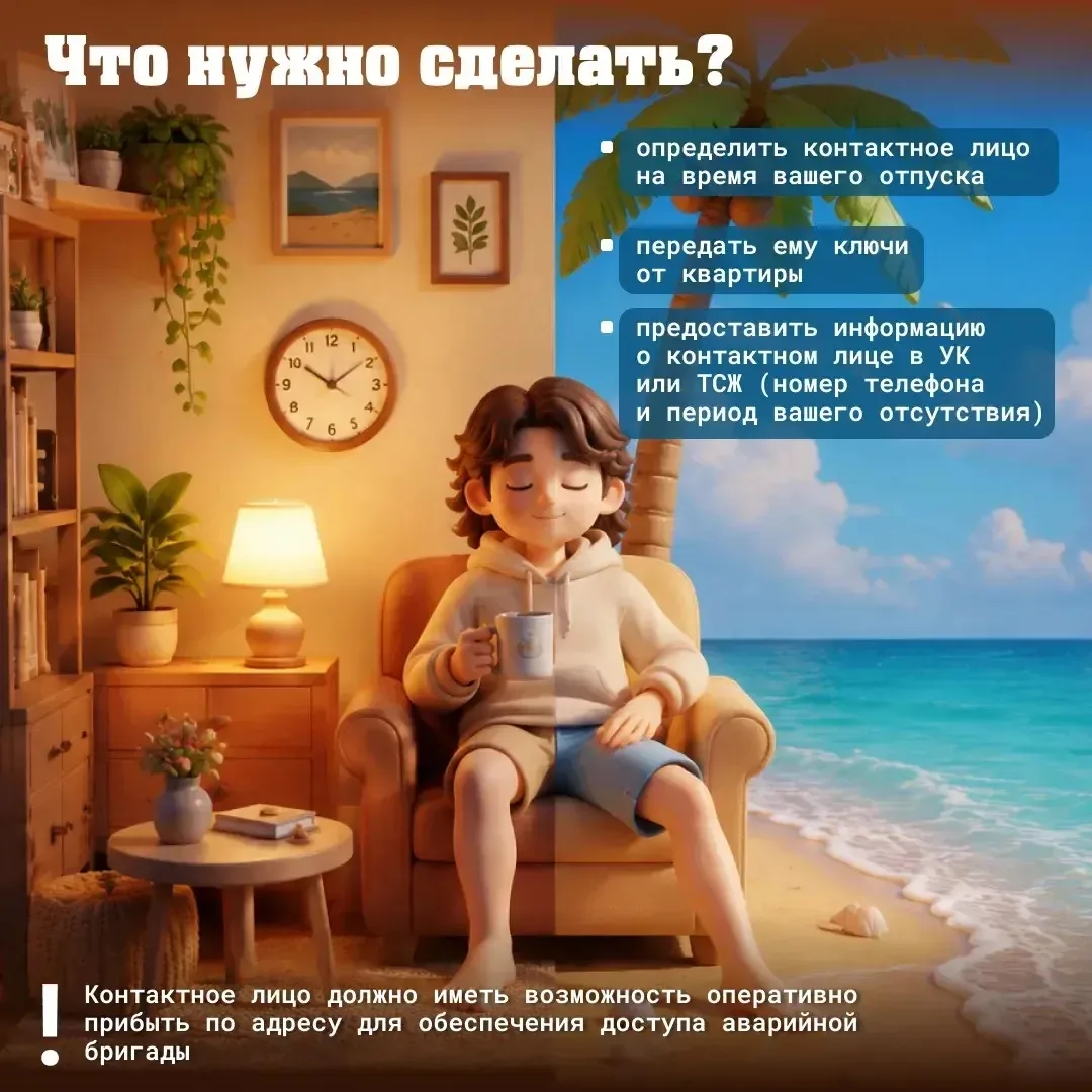 Уважаемые жители многоквартирных домов!

️Впереди сезон отпусков – время путешествий и долгожданного