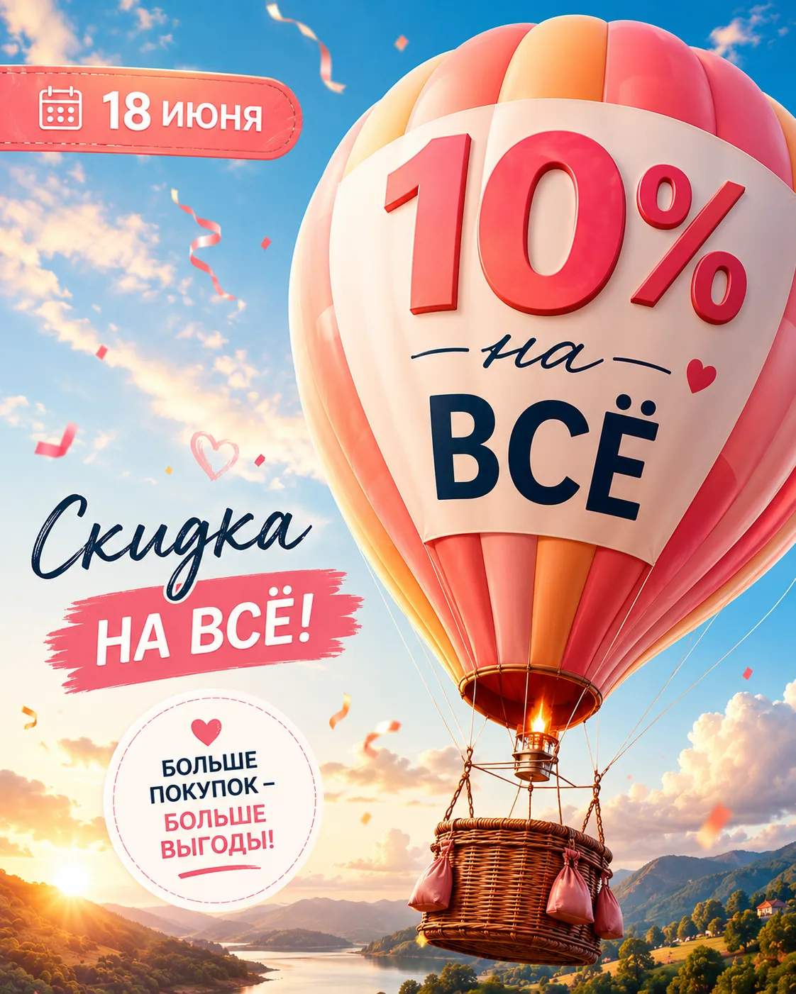 ☁️ ПОДНИМАЕМ СКИДКИ В НЕБО ☁️
🎈18 июня - СКИДКА 10% НА ВСЁ 🎈

Лёгкий шопинг, стильные находки и лю