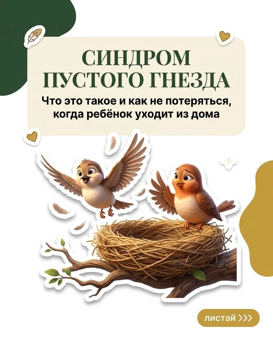 🤔Синдром пустого гнезда — это не про то, что «отпустить не можете»