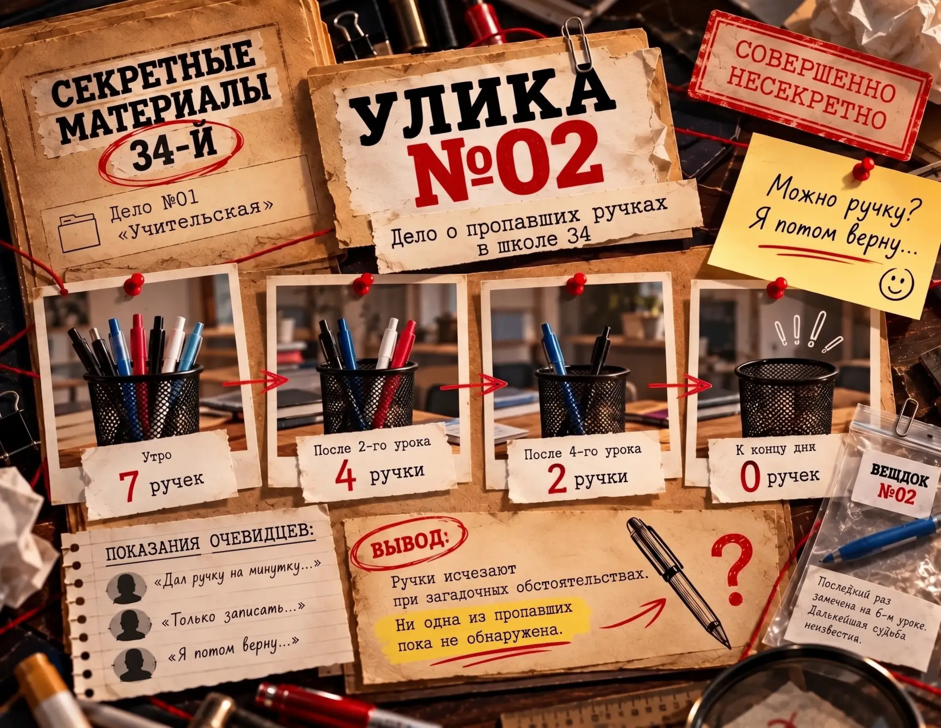 🕵️ УЛИКА №02. ДЕЛО О ПРОПАВШИХ РУЧКАХ