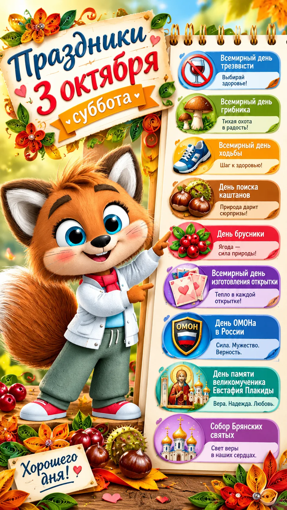 🍁✨ 3 октября - день маленьких осенних радостей! 🌻🍄🌰