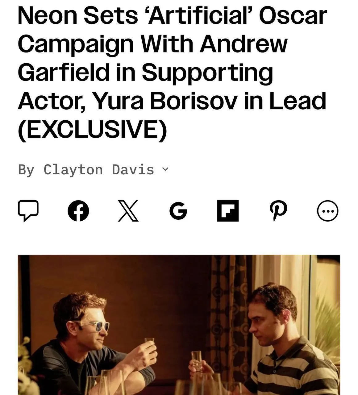 🍿 Юру Борисова могут во второй раз выдвинуть на «Оскар»