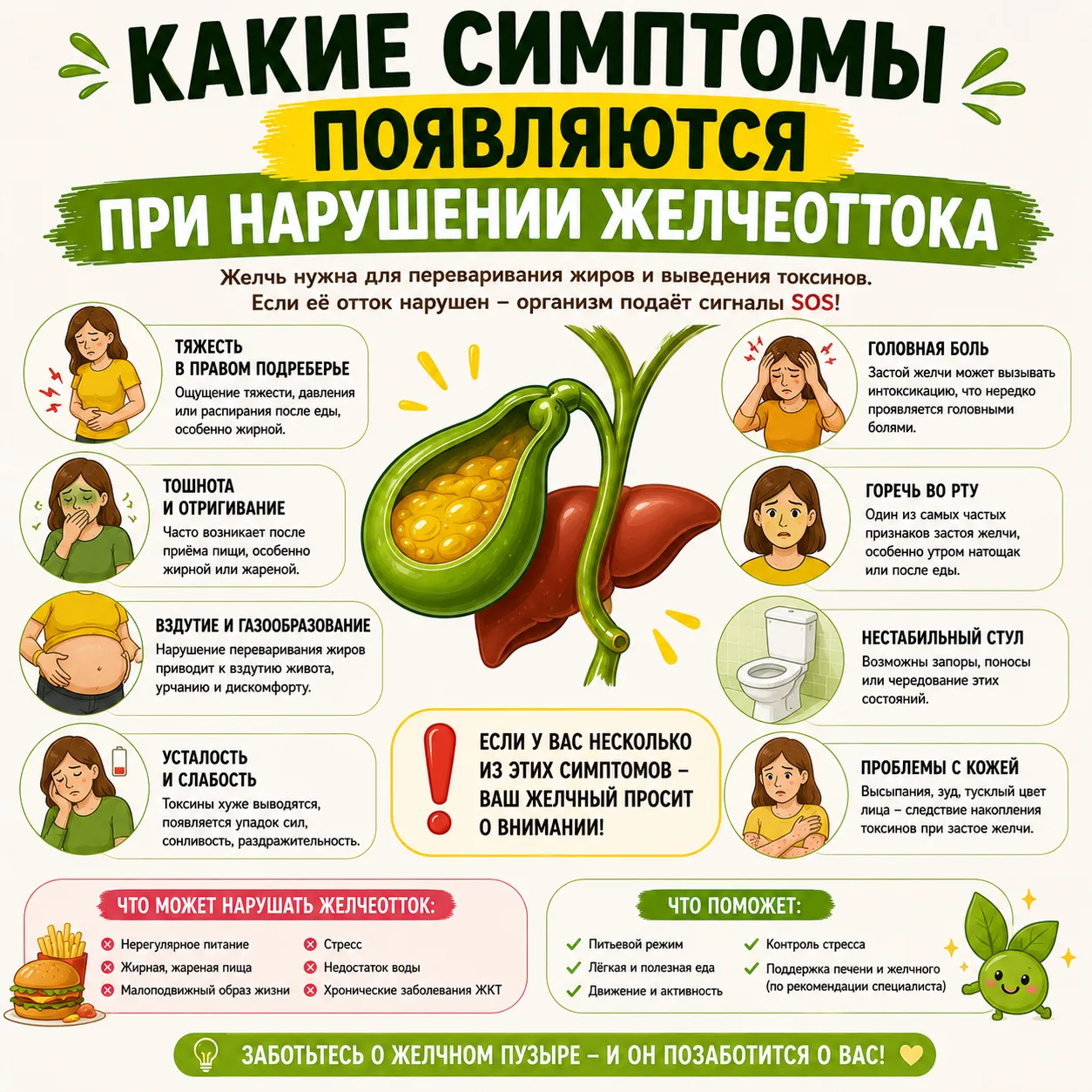 КАКИЕ СИМПТОМЫ ПОЯВЛЯЮТСЯ ПРИ НАРУШЕНИИ ЖЕЛЧЕООТТОКА?
