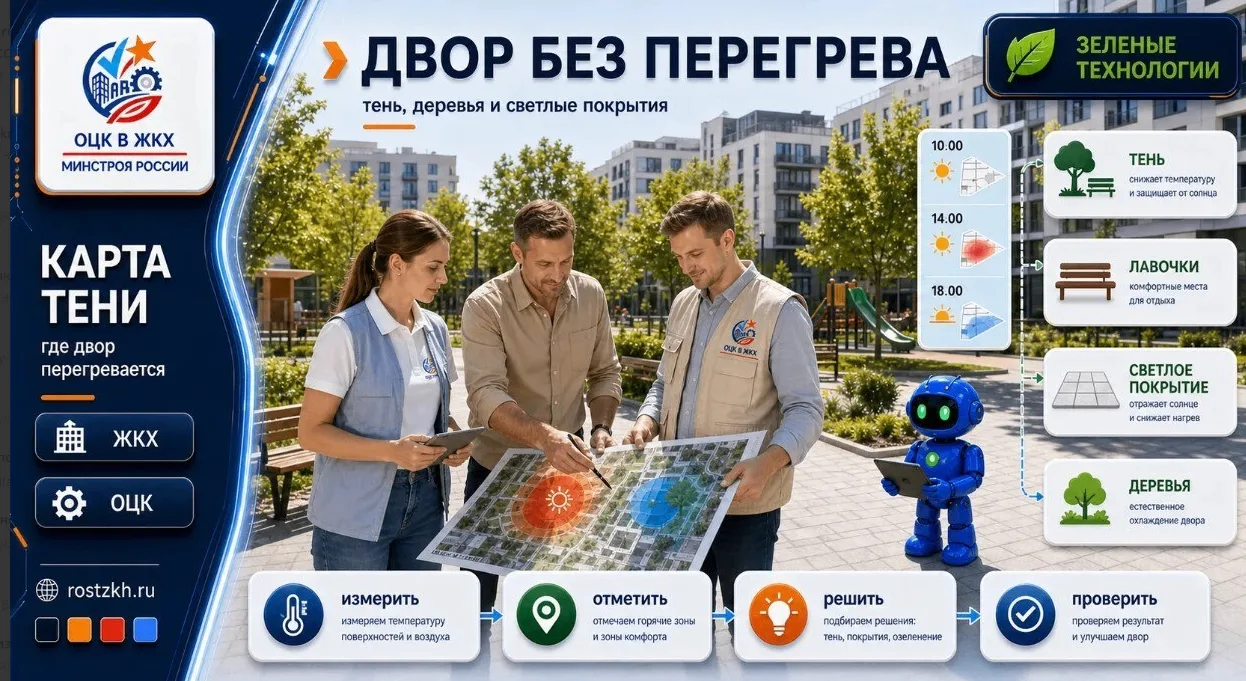 Дворовая карта тени: где летом невозможно сидеть

☀️ В жаркий день двор быстро показывает, где людям