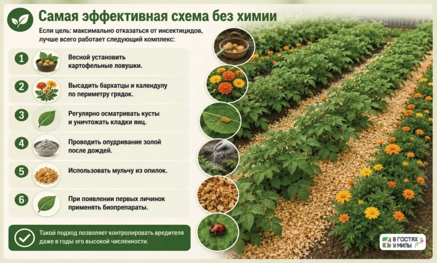 Самая эффективная схема борьбы с колорадским жуком без химии
Если вы хотите сохранить урожай картофе