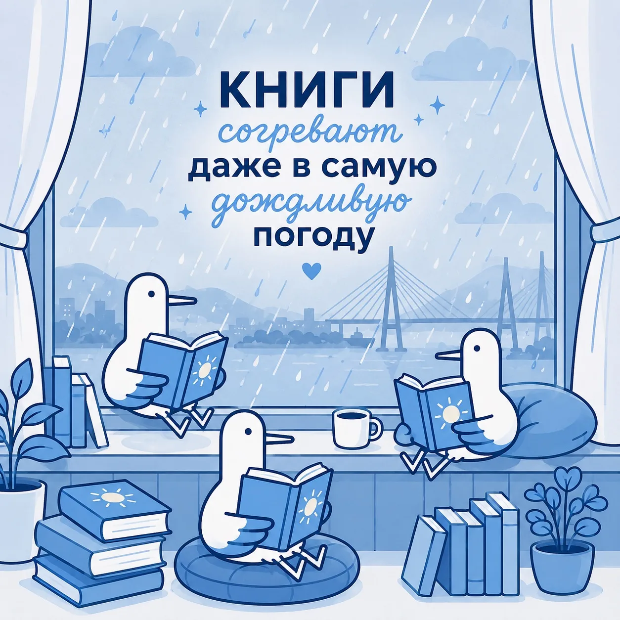 🌧️ Погода меняется, а хорошие книги остаются! 🐦
