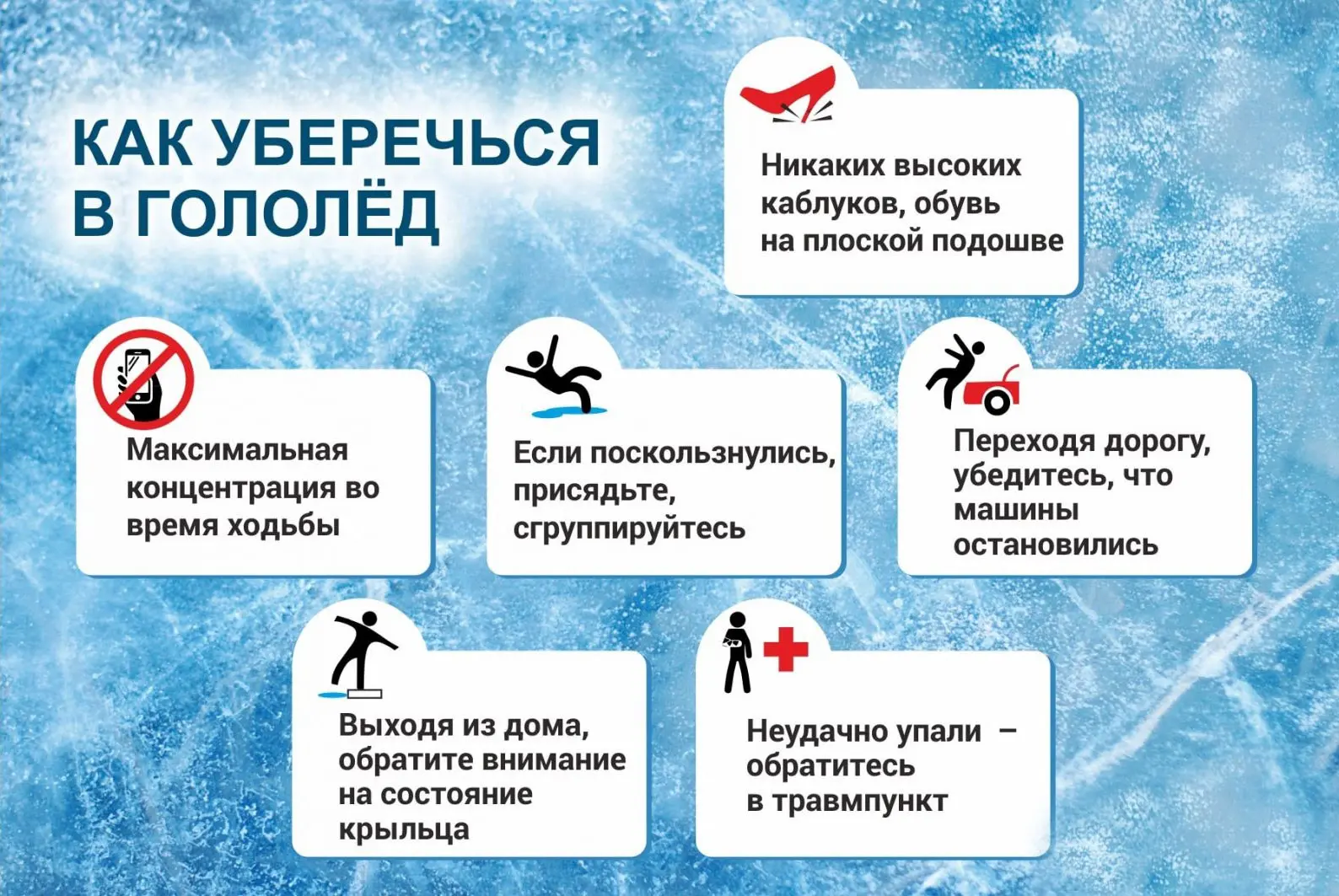 Напоминаем правила безопасного передвижения в гололёд!