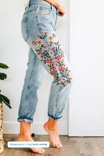 Украшаем цветочной вышивкой джинсы 🌸