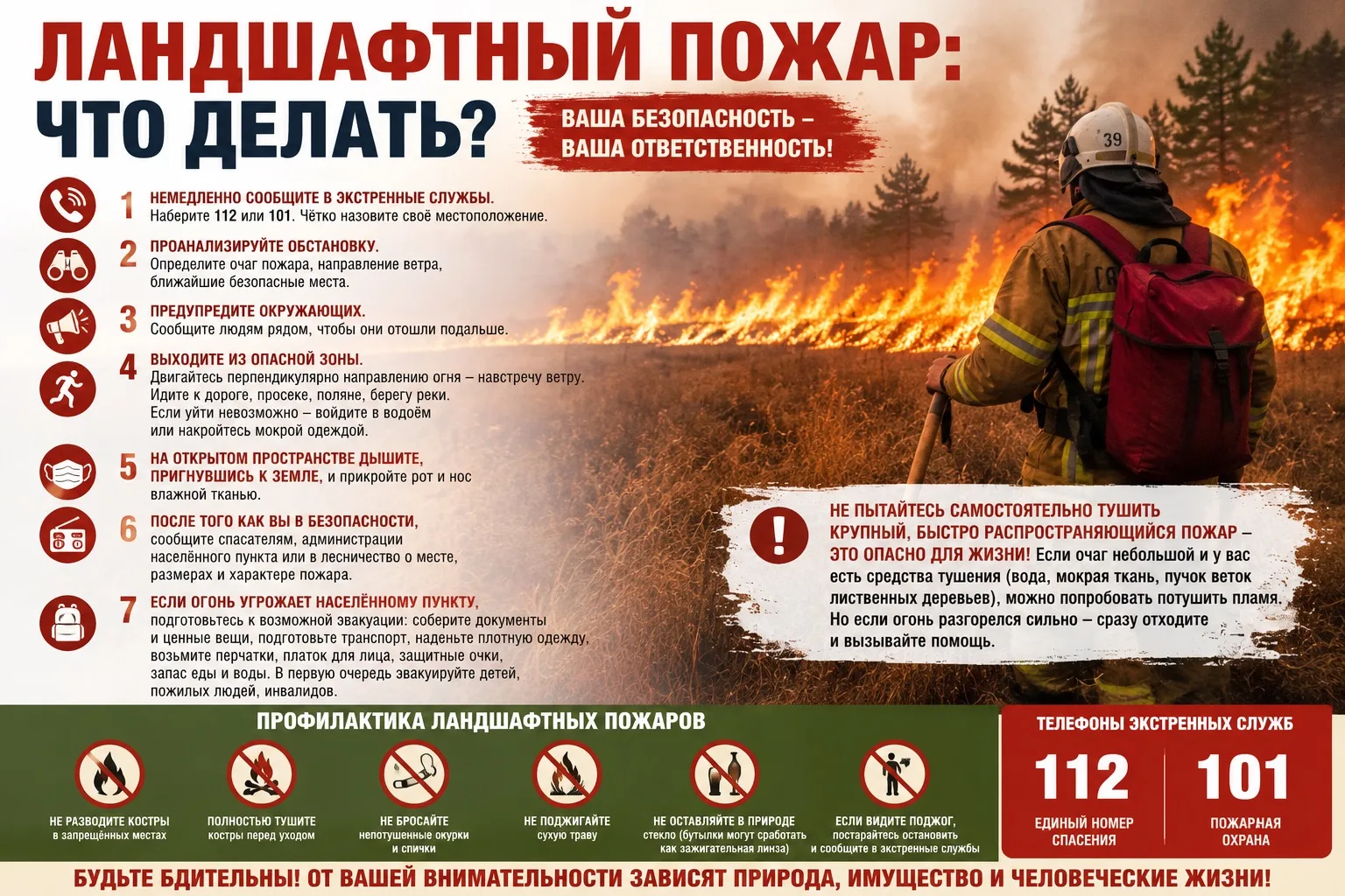 🔥 Ландшафтный пожар: что делать, если вы заметили возгорание?

В жаркую и сухую погоду даже небольш