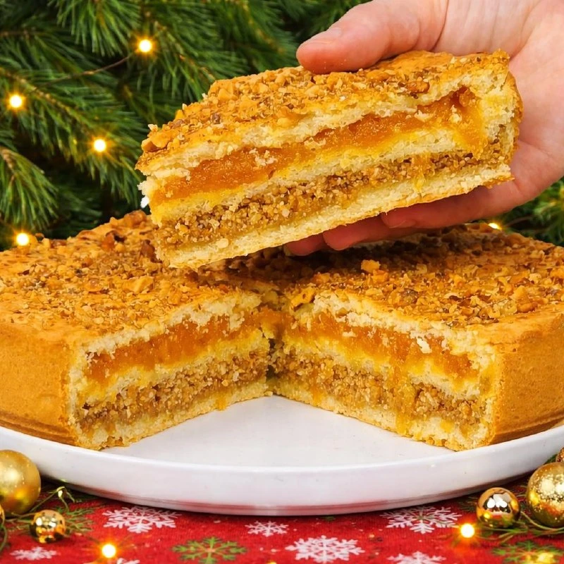 НЕВЕРОЯТНО ВКУСНЫЙ ДВУХСЛОЙНЫЙ ПИРОГ С ОРЕХАМИ И КУРАГОЙ
