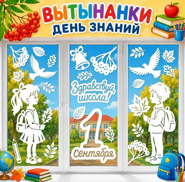 🍂 Коллеги, готовые шаблоны для украшения окон к 1 Сентября! ✂️