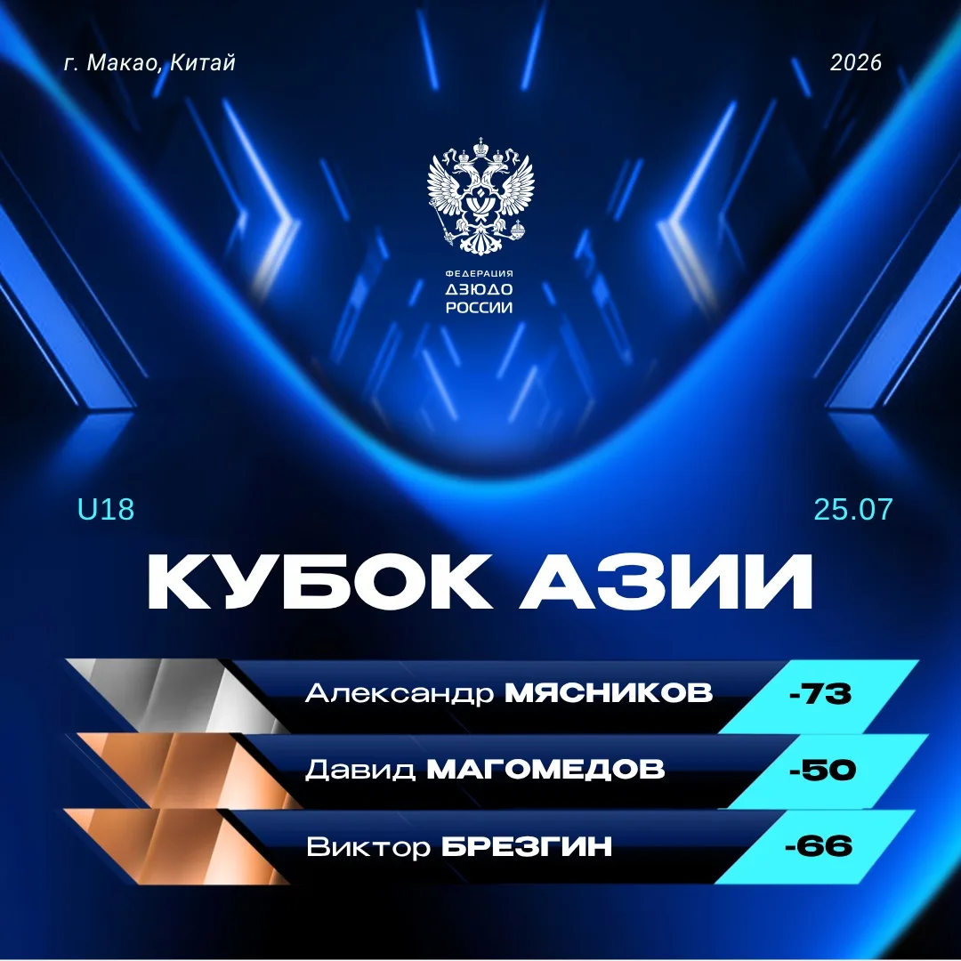 3️⃣ медали завоевали российские дзюдоисты на Кубке Азии среди спортсменов до 18 лет в Макао 🇲🇴

См