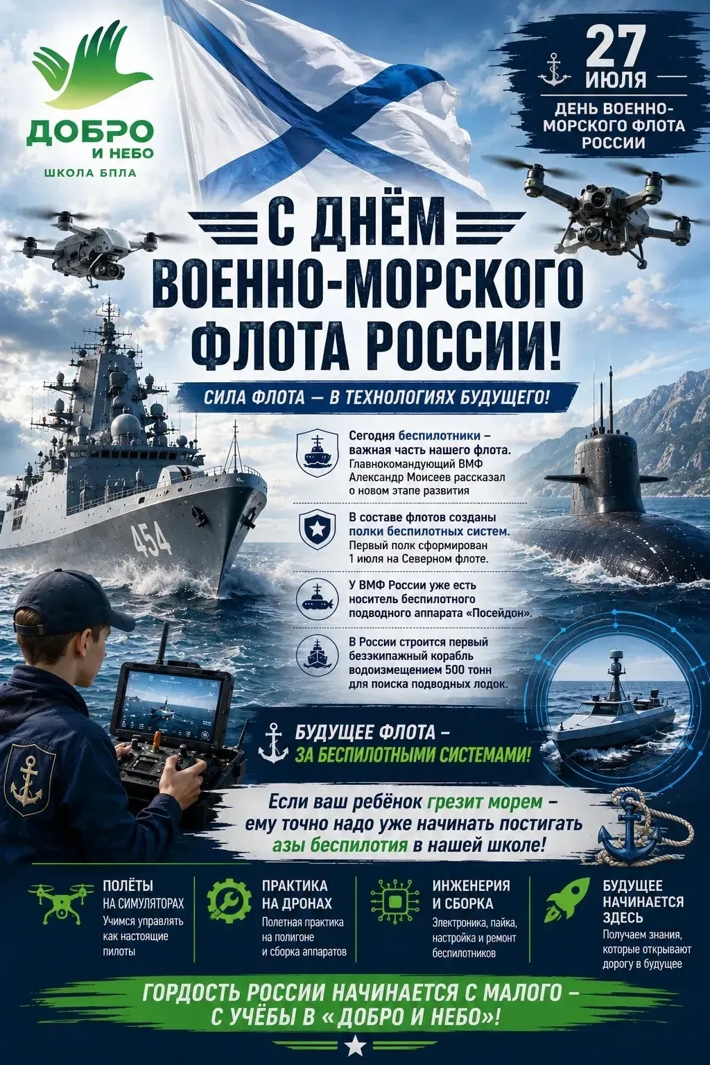 🇷🇺 С Днем Военно-морского флота России!

Сегодня беспилотники - это важная часть нашего флота. И и
