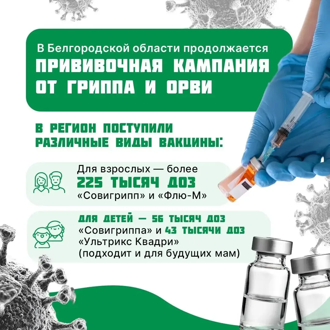 В Белгородской области продолжается вакцинация от гриппа и ОРВИ