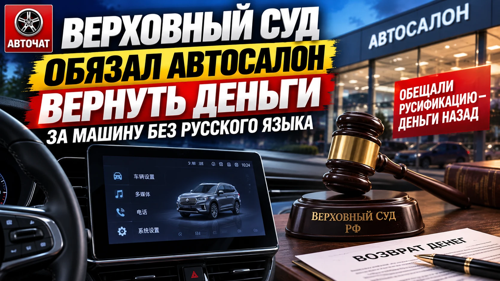 Верховный суд обязал автосалон вернуть деньги за машину без русского языка