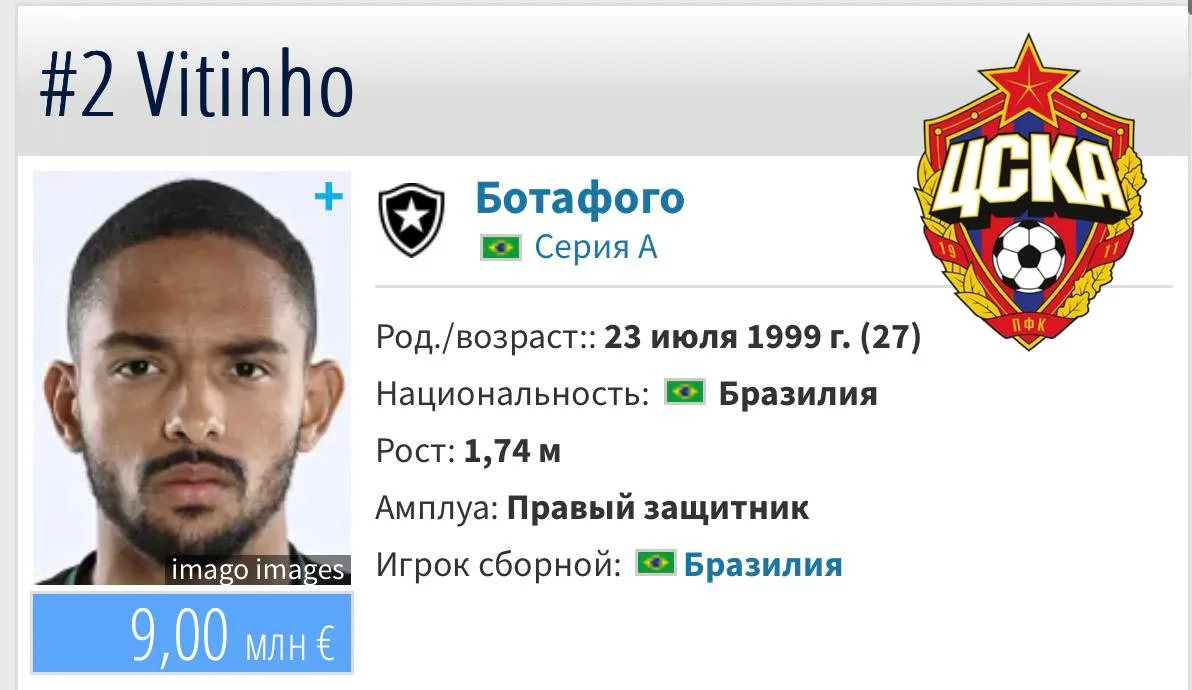 ⚡️🇧🇷 ЦСКА продолжает вести переговоры с первым защитником из «Ботафого» Витиньо

Если всё сложится