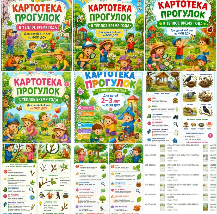 КАРТОТЕКА ПРОГУЛОК. ТЕПЛОЕ ВРЕМЯ ГОДА (ВЕСНА-ЛЕТО) . ФОП ДОУ ❗️ВСЕ ВОЗРАСТА
------------------------