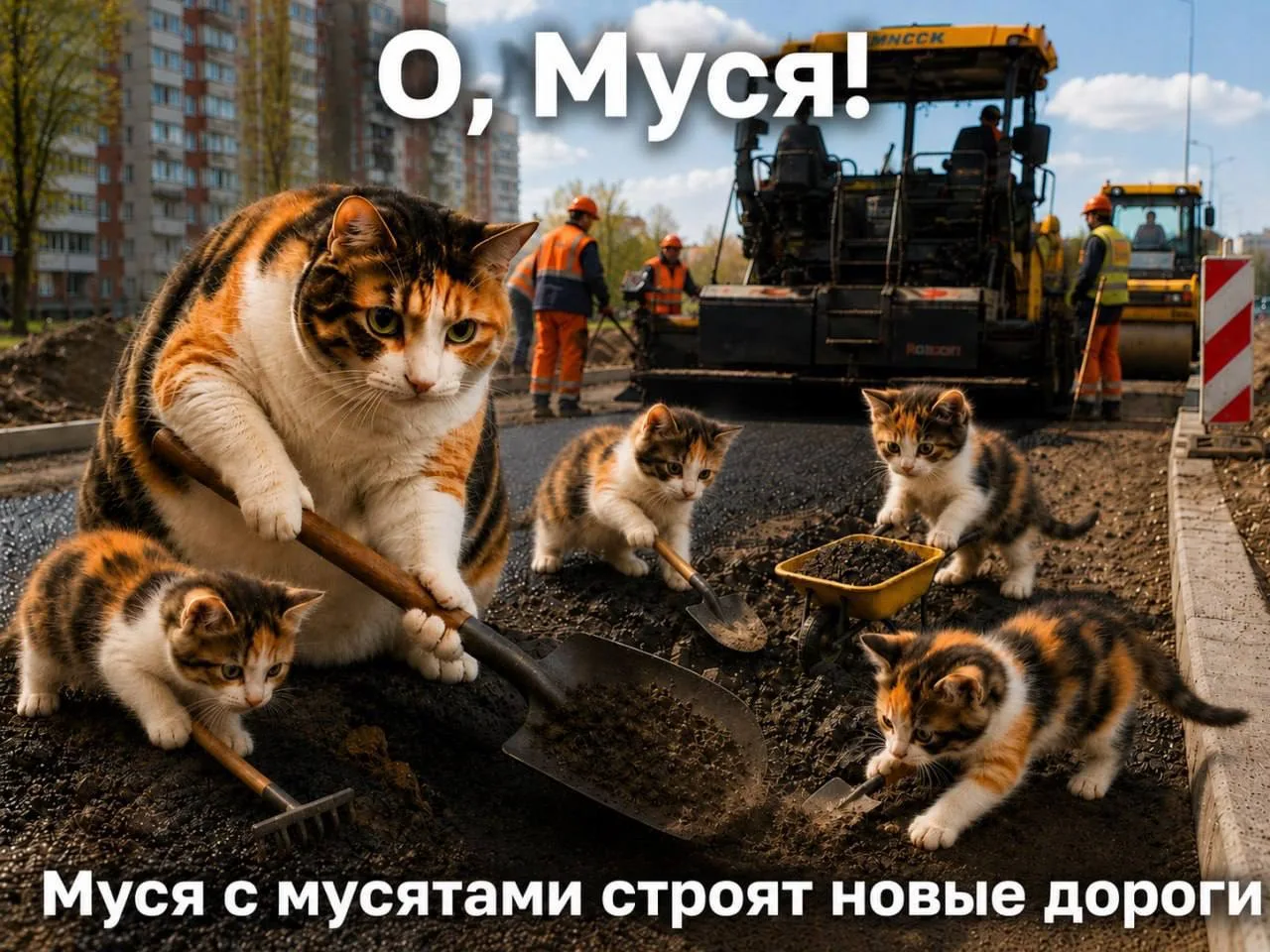 И мы не прошли мимо мема — Муся теперь у нас в Подмосковье активно участвует во всех делах!   Минтра