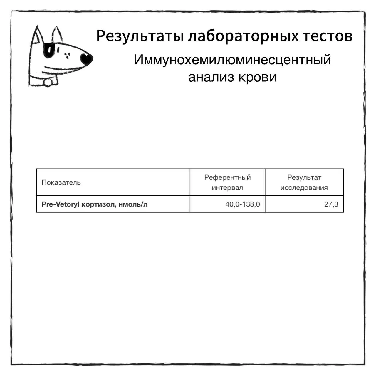 🐕 Собака‑метис в возрасте 10 лет.

✏️ Полгода назад у собаки диагностирована гипофизарная форма син