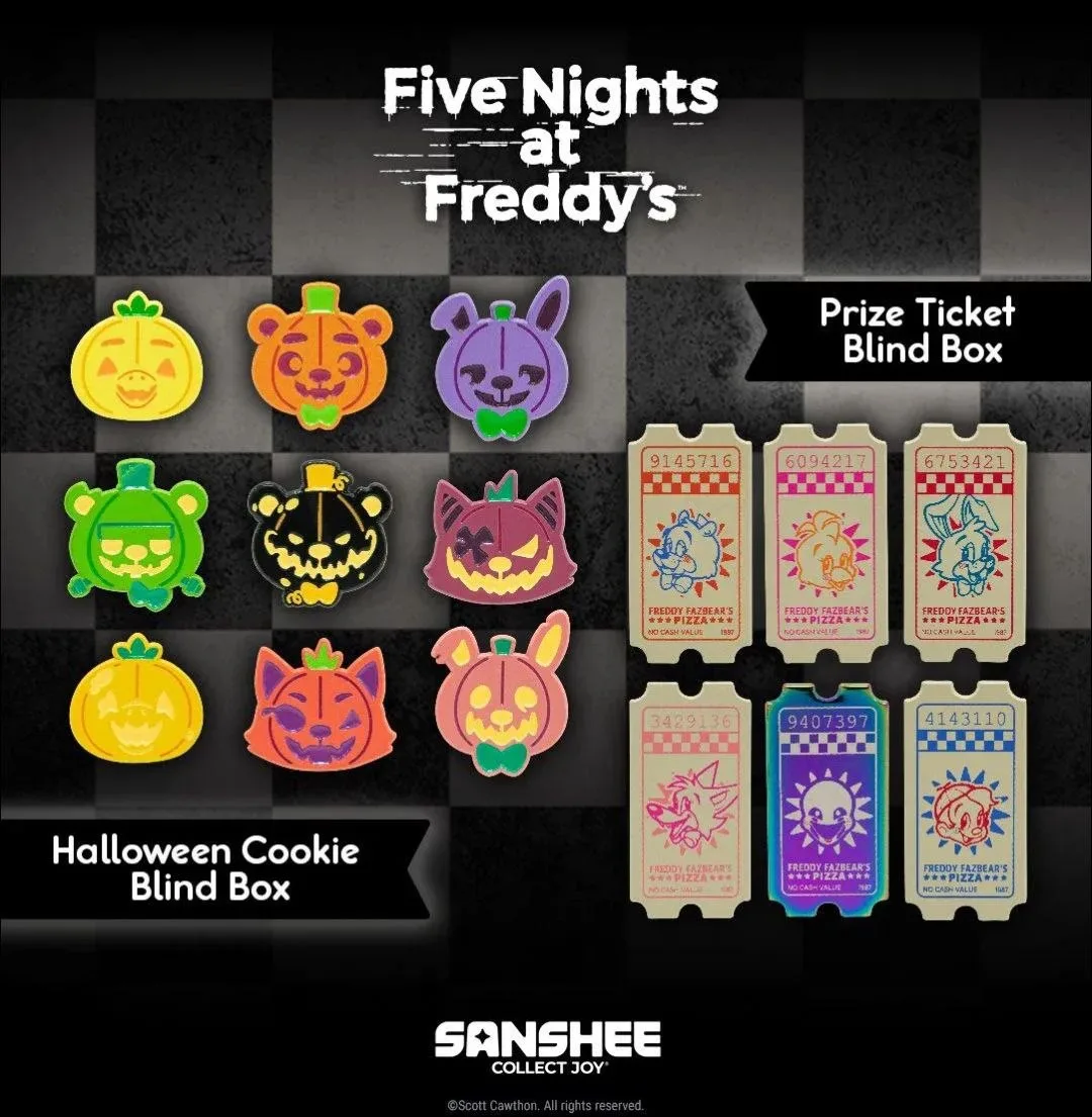 Sanshee выпустили два новых набора пинов по FNaF. Первый — в стилистике хеллоуинских пе...
